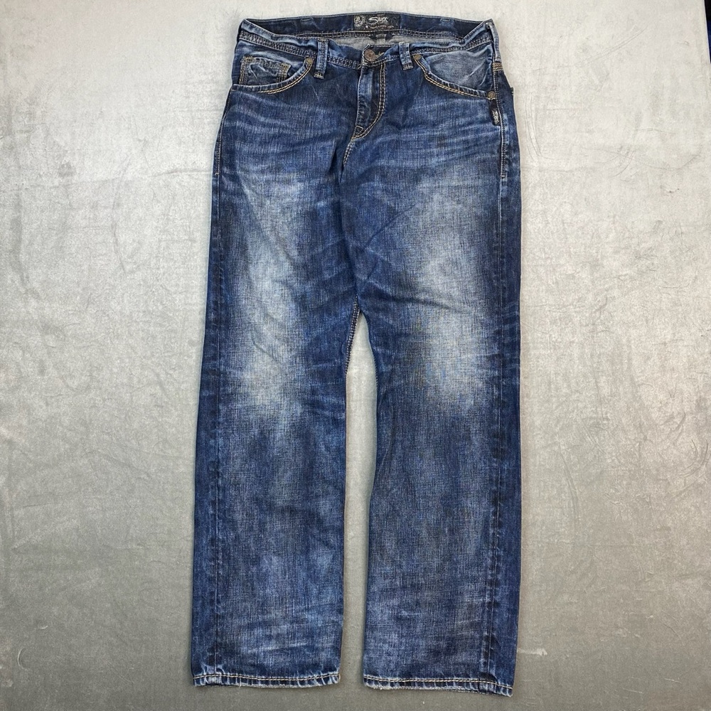 Silver Jeans Gordie Taper‎ Blue Denim Jeans Mens 33x32